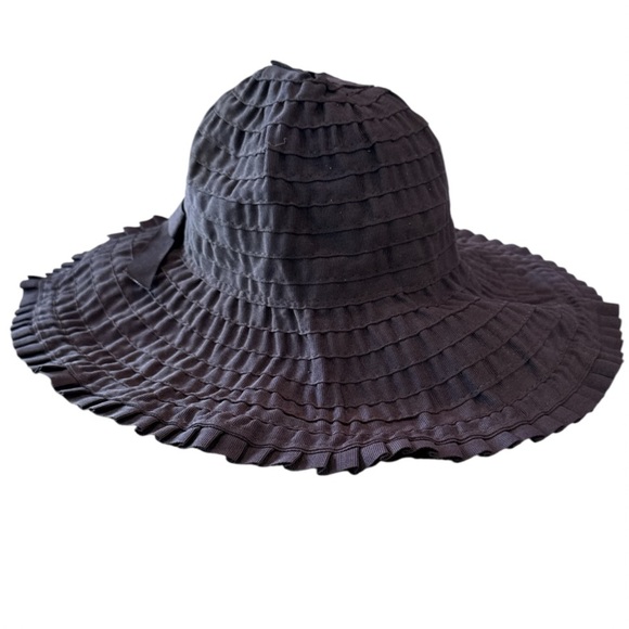 Macy’s Charter Club Elegant Black Wide-Brim Ruffled Hat with Bow Size OS - Picture 6 of 12